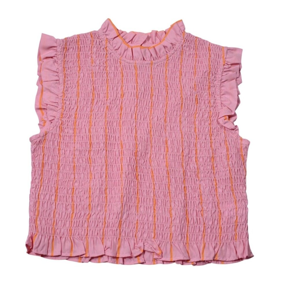 Maria de la Orden Margo Top in Pink Orange Stripes